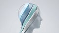 Modern artistic illustration of human head profile with abstract brain visualization representing cognitive functions and mental Royalty Free Stock Photo