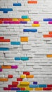Modern Artistic White Brick wall With Colorful Rectangular Shapes, Generated with AI