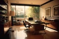 Modern artsy contemporary home office interior design. Generative AI Royalty Free Stock Photo