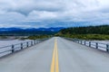 Modern bridge over a wide river in Alaska, USA