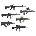 Modern assault rifles and carbines set. Royalty Free Stock Photo