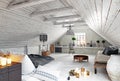 Modern attic bedroom design.