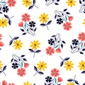 Modern attractive wild flowers vector seamless pattern design for textile and printing-elegant ditsy floral texture Royalty Free Stock Photo