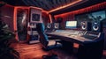 Modern audio recording studio with equipment and recording both, mixing machine, audio monitors and studio setup, Audio recording Royalty Free Stock Photo