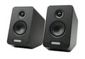Modern audio speaker pair on white background Royalty Free Stock Photo