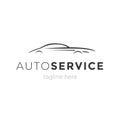Modern auto service emblem with car silhouette. Logo design vector element. Machine garage business company symbol. Royalty Free Stock Photo