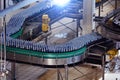 Modern automated beer bottling production line. Beer bottles moving on conveyor Royalty Free Stock Photo