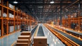 Modern automated warehouse with robotic arms and conveyor systems for efficient order fulfillment and logistics
