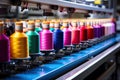 modern and automatic sewing or embroidery spinning machine textile industry factory concept Royalty Free Stock Photo