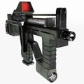 Modern automatic weapons gun of a new model. Design concept. 3D illustration.