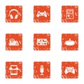 Modern automobile icons set, grunge style