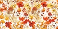 Modern Autumn leaves. Vector seamless pattern background of Fall flower season ,Creative collage Royalty Free Stock Photo