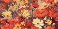 Modern Autumn leaves. Vector seamless pattern background of Fall flower season ,Creative collage Royalty Free Stock Photo