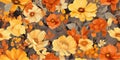 Modern Autumn leaves. Vector seamless pattern background of Fall flower season ,Creative collage Royalty Free Stock Photo