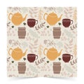 Modern Autumn seamless pattern of Leaves and drink elements
