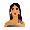 Modern avatar of beautiful indian woman with golden jewelry