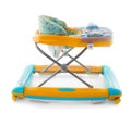 Modern baby walker with music and toys isolated