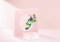 Modern background platform with with pink glass modern. Background vector 3d rendering crystal modern podium platform. stand show Royalty Free Stock Photo