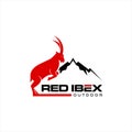 Modern badge illustration of ibex and mountain vector