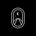 Modern badge mountain night crescent logo design Royalty Free Stock Photo