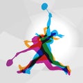 Modern Badminton Women Players In Action Logo