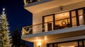 Modern balcony decked with subtle festive lights. Royalty Free Stock Photo
