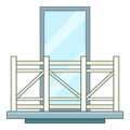 Modern balcony icon, cartoon style