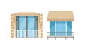 Modern Balcony Windows Set, House Facade Design Elements Vector Illustration