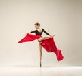 Modern ballet dancer dancing in full body on white studio background. Royalty Free Stock Photo