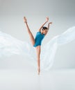 Modern ballet dancer dancing in full body on white studio background. Royalty Free Stock Photo