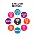 Modern Balloon festival Infographic design template with icons. Hot Air Balloon Infographic visualization in bubble