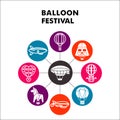 Modern Balloon festival Infographic design template with icons. Hot Air Festive balloons Infographic visualization in