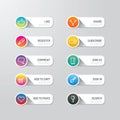 Modern banner button with social icon design options. Vector ill