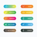 Modern banner button with social icon design options. Vector ill