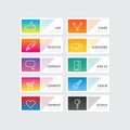 Modern banner button with social icon design options. Vector ill