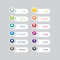 Modern banner button with social icon design options.