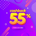 Modern Banner design template with 55% cashback offer