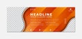 Modern banner design orange background with wave shapes and cut lines Royalty Free Stock Photo