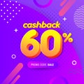 Modern Banner design template with 60% cashback offer