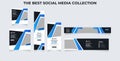 Modern banner design web template Set, Horizontal header web banner. Modern Gradient Blue cover header background Royalty Free Stock Photo