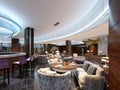 Modern bar and restaurant interior, part of a hotel, designer interior Royalty Free Stock Photo