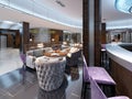 Modern bar and restaurant interior, part of a hotel, designer in Royalty Free Stock Photo