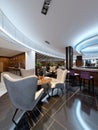 Modern bar and restaurant interior, part of a hotel, designer interior Royalty Free Stock Photo