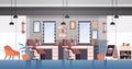 Modern barbershop empty no people beauty salon interior horizontal