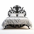 Modern-baroque Carved Headboard Bed Frame In Black And White