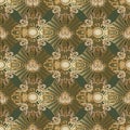 Modern Baroque 3d seamless pattern. Abstract vector dark green b