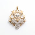 Modern-baroque Gold Pendant With Diamonds, Pearls, And Symbolic Details