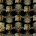 Modern Baroque seamless pattern. Black floral vector background