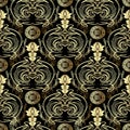 Modern Baroque vector seamless pattern. Black floral damask back