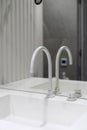 Modern basin with water tap in new contemporary bathroom Royalty Free Stock Photo